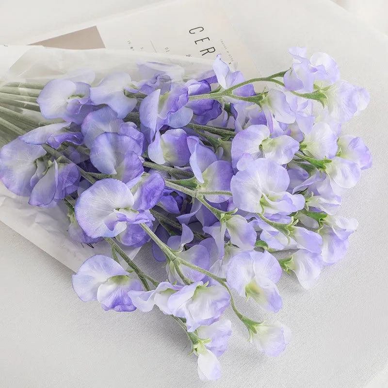 Silk Orchid Branch 62cm (24.4in) - Artificial Orchid Stem for Wedding, Bridal Bouquets & Home Decor - White Pink Purple