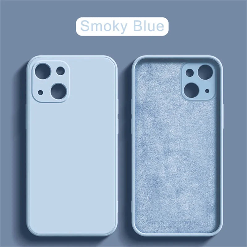 Liquid Silicone Shockproof Full-Coverage iPhone Case, Soft Back Cover, Anti-Scratch, Anti-Fingerprint, Non-Slip