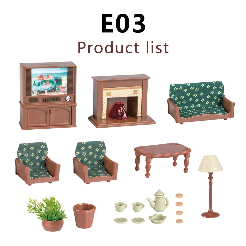 1:12 Miniature Dollhouse Furniture Set - Bathroom, Kitchen & Living Room Accessories Toy Gift for Kids