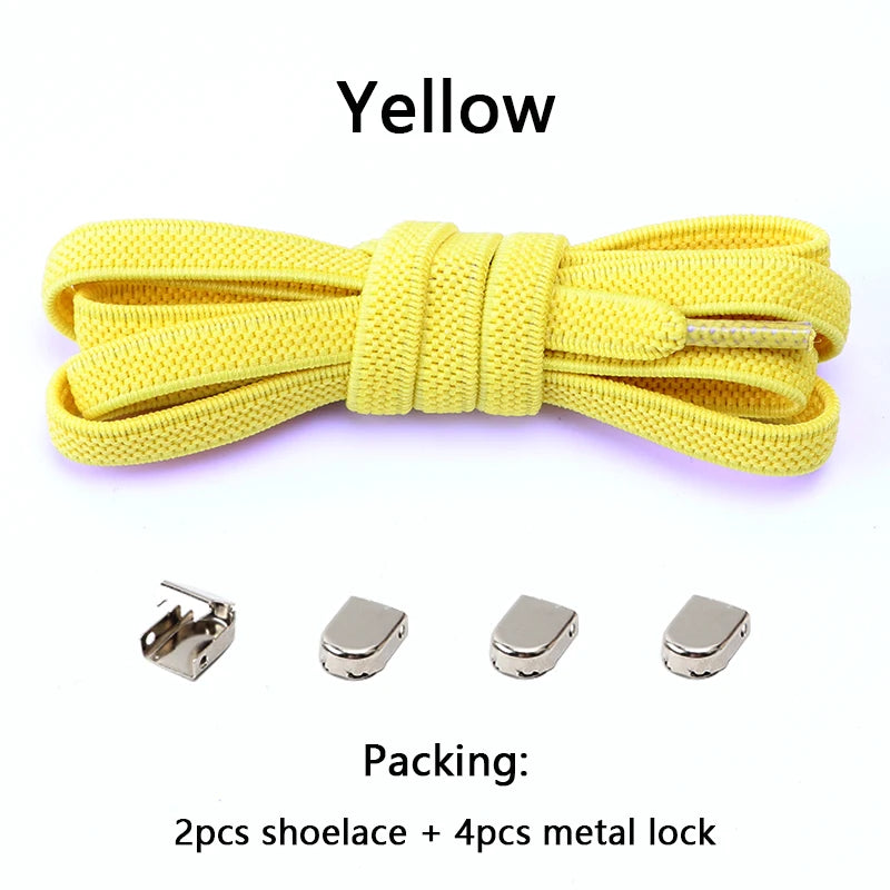 No-Tie Elastic Shoelaces with Metal Buckles – 1 Pair Quick Laces, One Size Fits All for Adults & Kids (105 cm / 41.3 in)