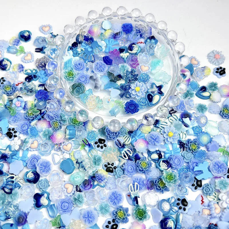 100-Pack Cute Cartoon 3D Resin Nail Charms Flower, Bow & Fruit Nail Art Decorations for Manicure & DIY Phone Case