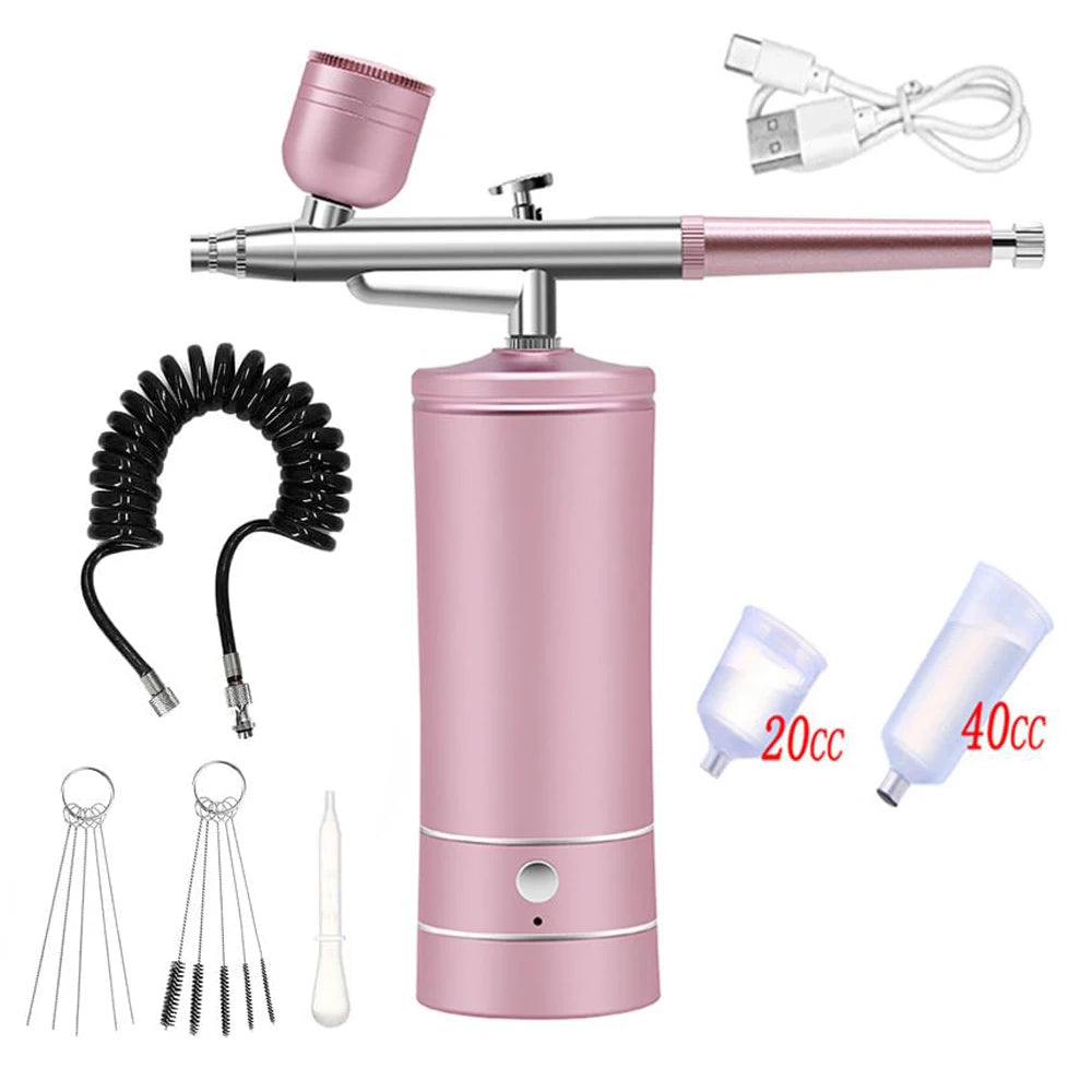 Portable Airbrush Compressor Kit for Nail Art, Cake Decorating & Crafts – 0.3mm Nozzle, Rechargeable