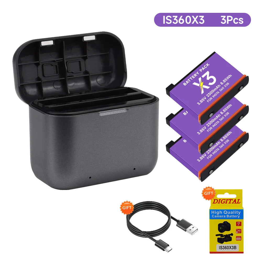 2300mAh 3.85V Rechargeable Li‑ion Camera Battery + 2‑Slot LED Fast Charger Kit for Action Cameras