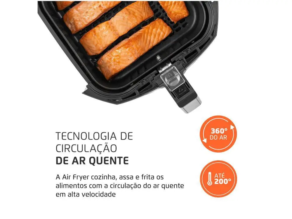 4L (4.2 qt) Oil-Free Air Fryer with Timer - Black Electric Air Fryer, Square Nonstick Basket, 110V