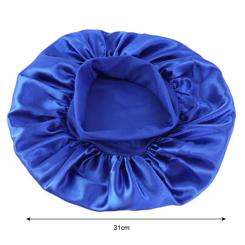 Women's Satin Wide-Brim Sleep Bonnet – Elastic Hair Care Night Cap, One Size