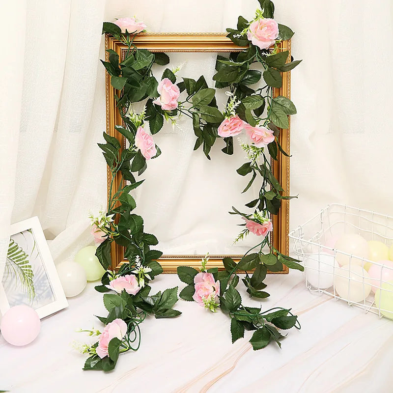 250 cm (98.4 in) Rose Artificial Flower Garland – Faux Rose Vine for Wedding, Christmas, Home & Garden Arch Decor