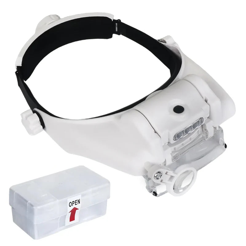 LED Headband Magnifier 1.5x/2x/2.5x/3x/3.5x/8x Hands-Free Magnifying Glasses for Jewelry, Watch & Electronic Repair