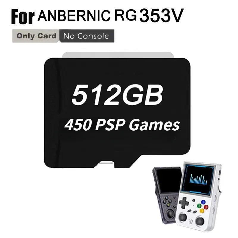 512GB Preloaded TF Card — 100,000+ Retro & PSP Games for RG353V RG353VS Handheld Console (Also 256GB/128GB/64GB)