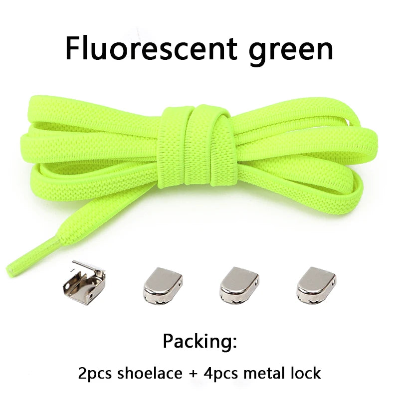 No-Tie Elastic Shoelaces with Metal Buckles – 1 Pair Quick Laces, One Size Fits All for Adults & Kids (105 cm / 41.3 in)