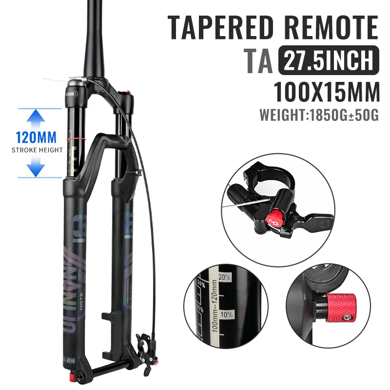 Air Suspension MTB Fork Rebound and Lockout Adjustment 26 / 27.5 / 29-Inch Straight or Tapered, 120mm (4.7in) & 140mm (5.5in) Travel