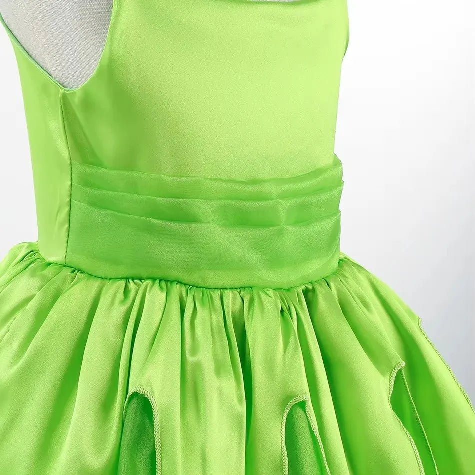 Girls Fairy Princess Costume Dress - Green Tulle Ball Gown for Ages 4-6 | Halloween Cosplay Party