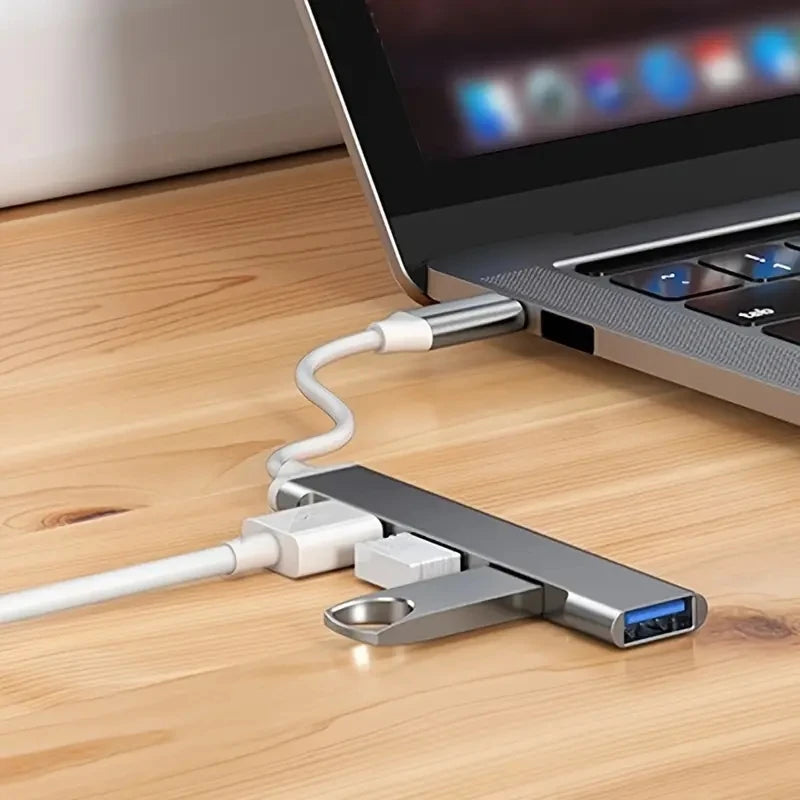 4-Port USB-C Hub OTG Adapter for Laptops, Tablets & Phones — USB 2.0