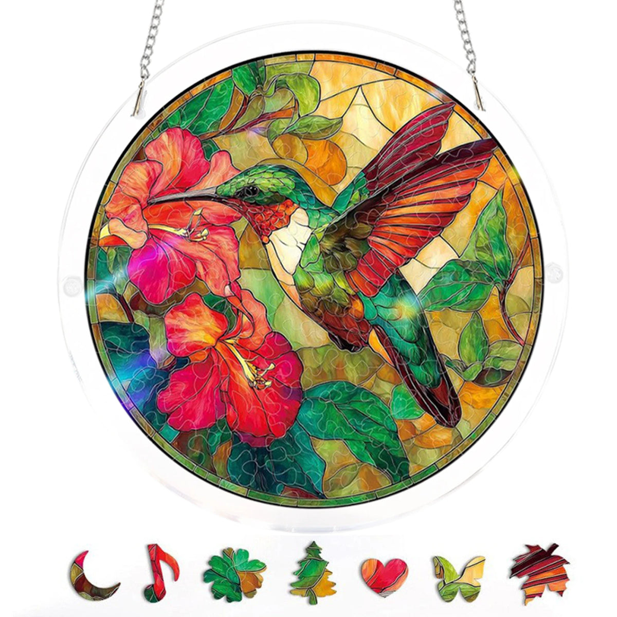 Acrylic Round Jigsaw Puzzle Suncatcher 7.3 in (185 mm) Hanging Sun Catcher Window & Wall Decor Gift