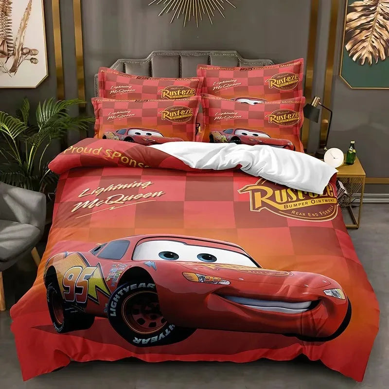 3-Piece Kids Cartoon Cars Duvet Cover Set - Race Car Bedding for Boys, Multiple Sizes 1.35-2.0 m (4.5-6.6 ft)
