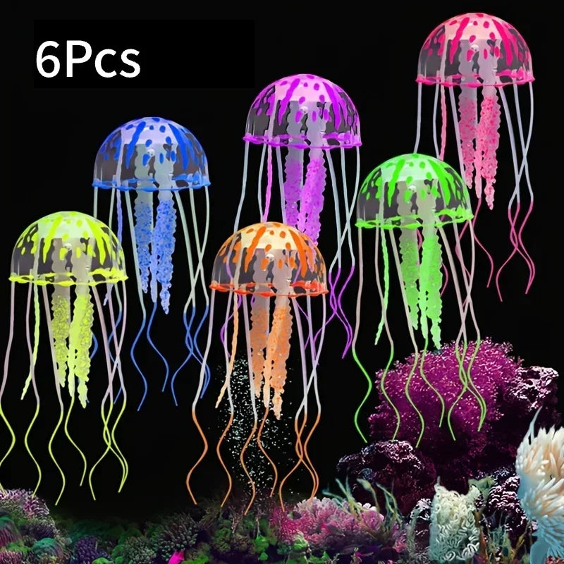 Artificial Glowing Jellyfish Aquarium Ornament Luminous Swimming Fish Tank Decoration