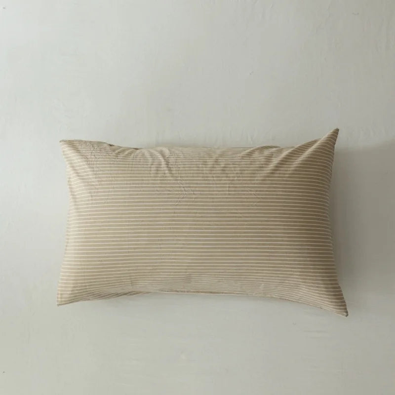 Washed Cotton Striped Pillowcase - 100% Cotton Envelope Pillow Cover, Breathable, 48 x 74 cm (19 x 29 in) - Single