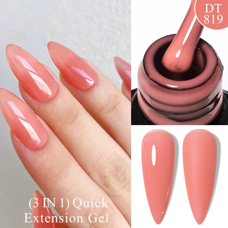 7ml Quick Extension Gel Nail Polish – Glitter Pink, Gold, Purple, Milky White | UV/LED Builder Gel for Nail Extensions