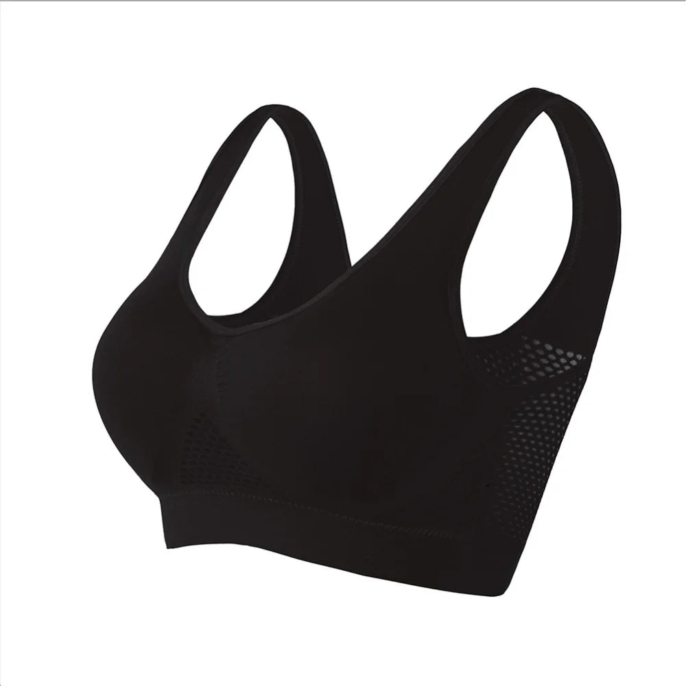 Seamless Mesh Plus Size Sports Bra Wireless Shockproof Breathable Yoga and Gym Crop Top Up to 6XL
