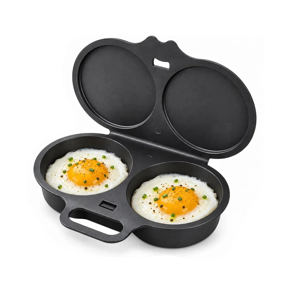 Microwave Double Cavity Silicone Egg Poacher – Food-Grade Non-Stick Oil-Free Egg Steamer, Reusable Kitchen Mold