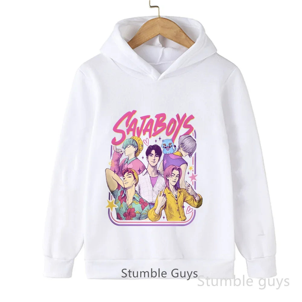 Kids Anime Demon Hunters Hoodie - K-Pop Style Warm Casual Sweatshirt for Boys & Girls