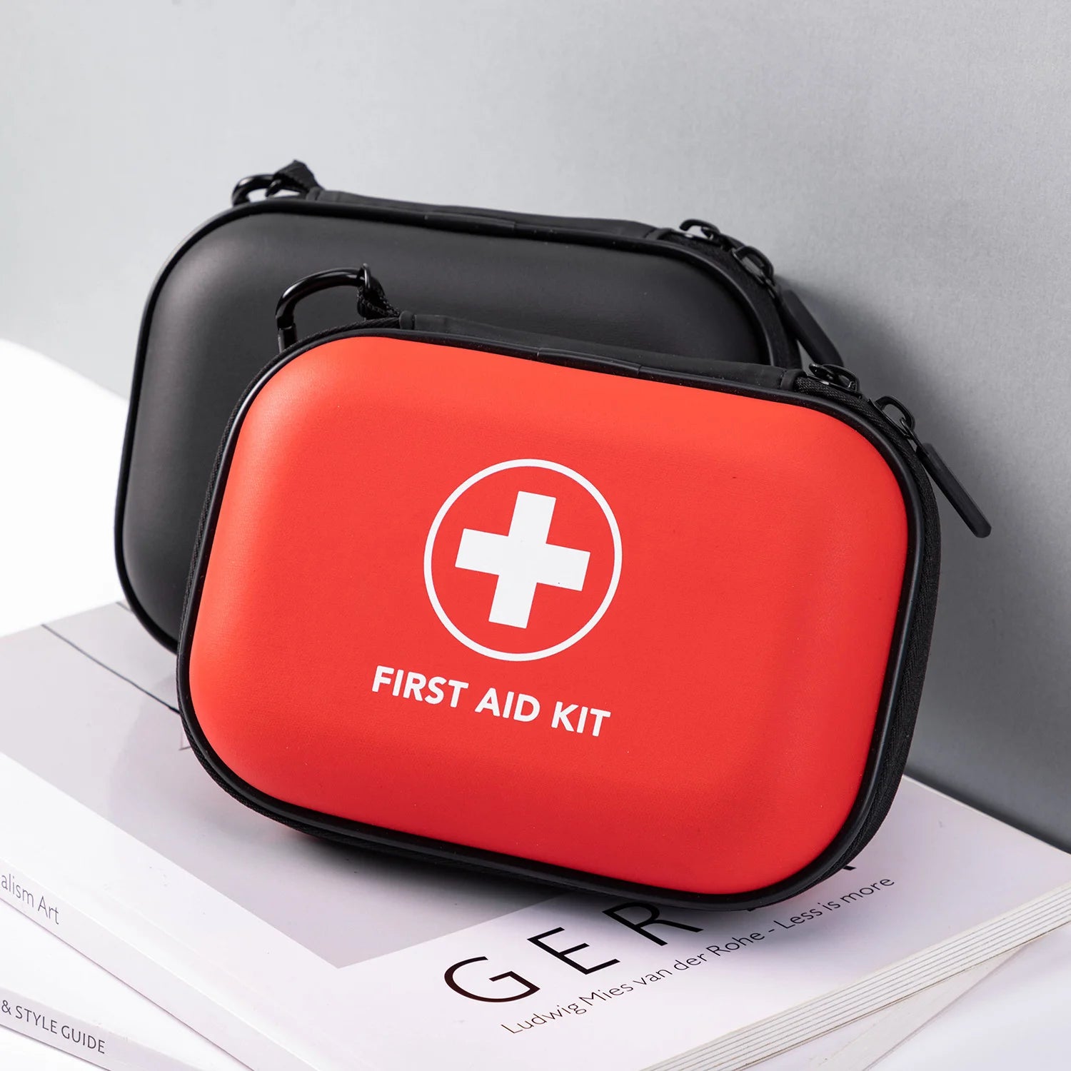 Portable EVA Hard-Shell First Aid Bag with PU Cover, Empty Travel Medical Pouch 17×12×5 cm (6.7×4.7×2 in) for Car, Home & Camping