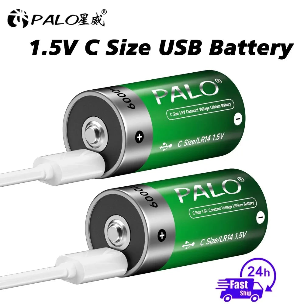 USB-C Rechargeable C-Size Li-Ion Battery 2500mAh (LR14)