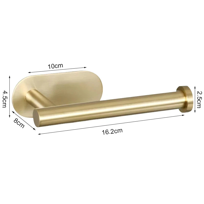 Stainless Steel No-Drill Self-Adhesive Wall-Mount Paper Towel & Toilet Roll Holder