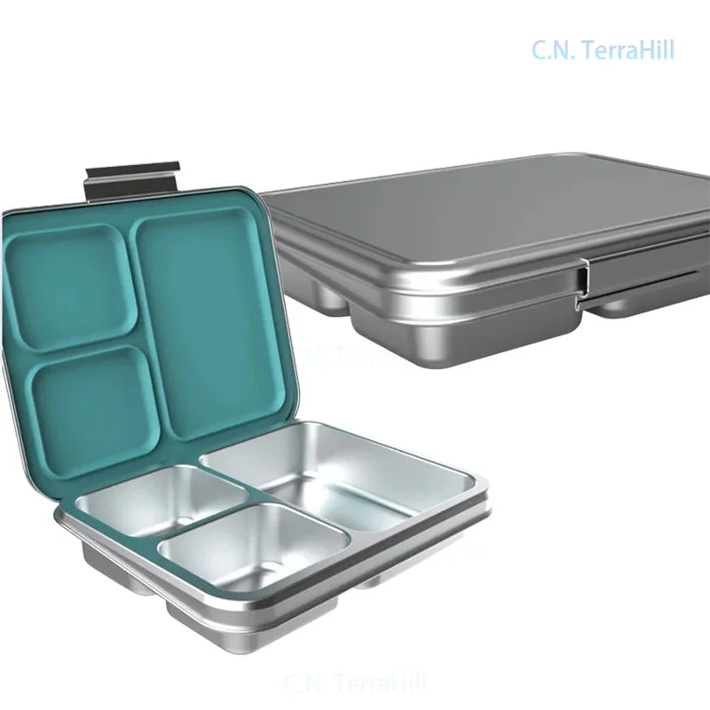 304 Food-Grade Stainless Steel Insulated Lunch Box – 3-Compartment Portable Bento with Lid & Buckle for Students & Office Workers