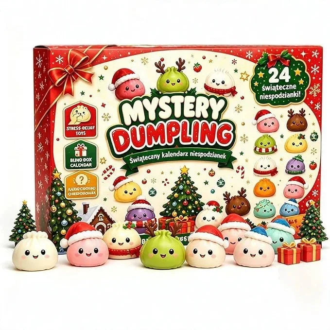 Christmas Squishy Advent Calendar 24-Day Dumpling Fidget Toy Blind Box, Stress Relief Surprise Gift for Kids & Girls