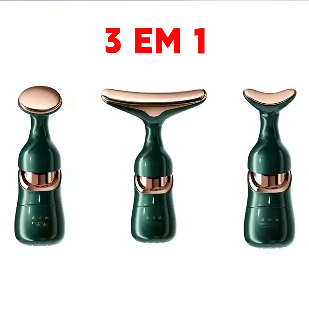 3 in 1 High Frequency Vibrating Facial and Neck Massager — Anti-Wrinkle Lifting Effect