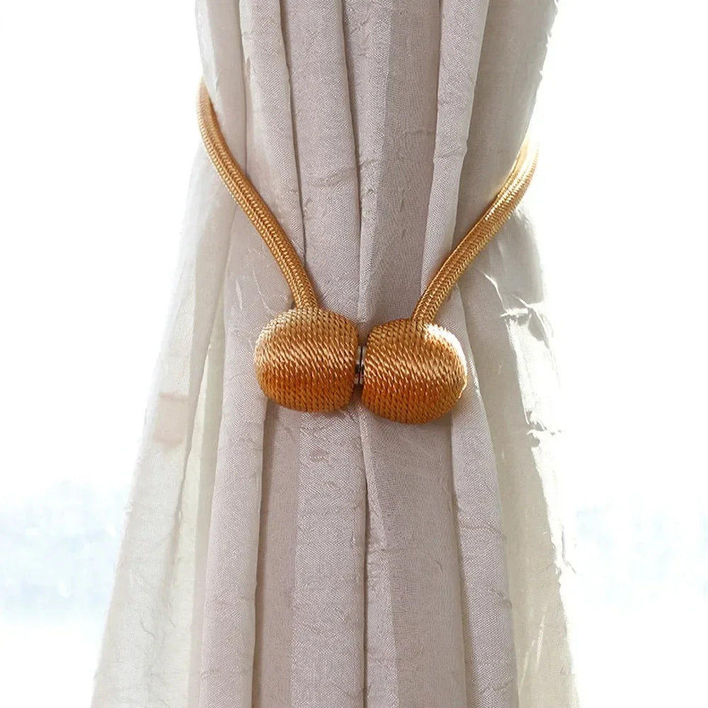 Magnetic Ball Curtain Tiebacks – 1/2/4-Pack, 47 cm (18.5 in) Polyester Magnetic Holdbacks for Curtains