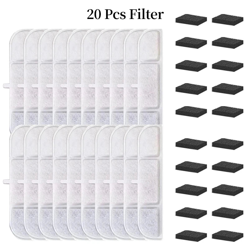 6/12/16/20/24-Pack Cat Water Fountain Replacement Filters with Pre-Filter Sponges – Activated Carbon & Ion Exchange