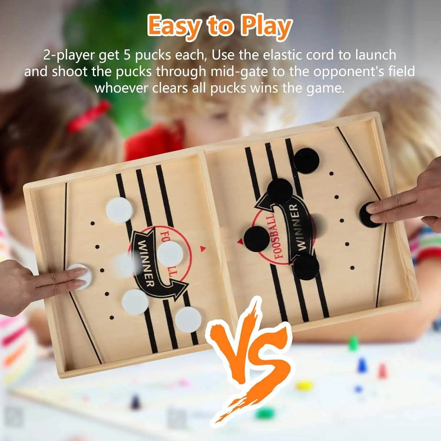 Wooden Multi-Game Tabletop Set – Catapult Chess, Foosball & Table Hockey – Family Interactive Board Game for Kids & Adults, Ages 4+