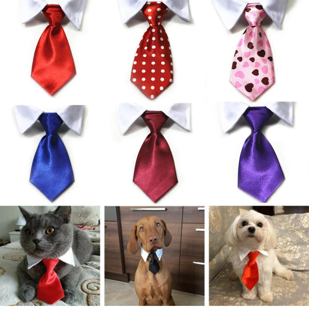 Pet Bow Tie Collar Tuxedo - Formal Necktie for Dogs & Cats, Small & Medium (32cm/12.6in, 40cm/15.75in) - 12 Colors