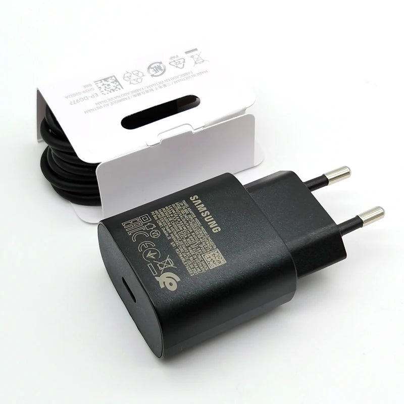 25W USB-C PD Fast Charger Adapter with 1.0 m (3.3 ft) Type-C Cable - EU Plug, PD & PPS Super Fast Charging