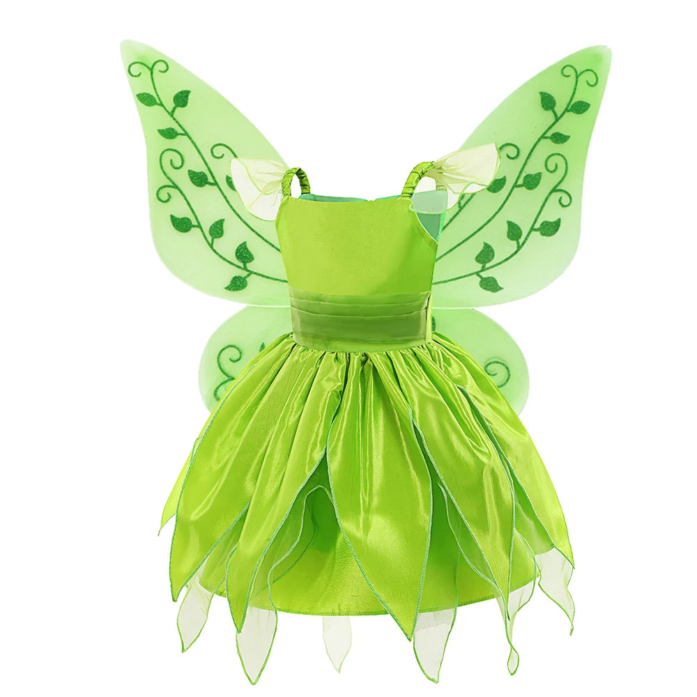 Girls Fairy Princess Costume Dress - Green Tulle Ball Gown for Ages 4-6 | Halloween Cosplay Party