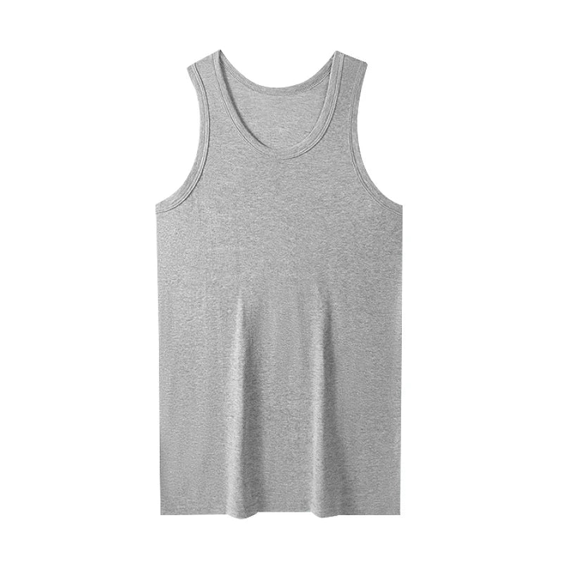 Men's Wide-Shoulder Cotton Tank Top Breathable Sweat-Absorbent Slim Fit for Sports Gym Basketball