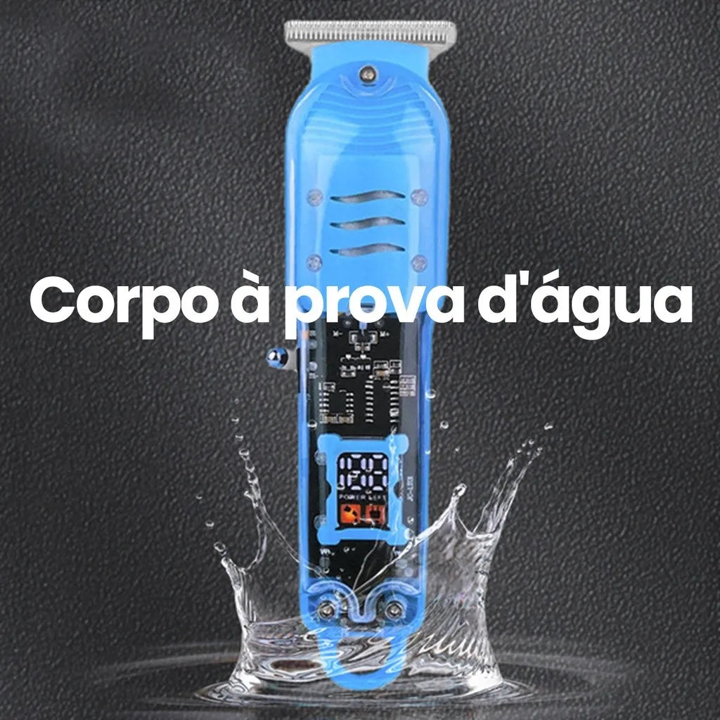 2-in-1 Professional Wireless Beard Trimmer and Hair Clipper with LCD and Transparent Body