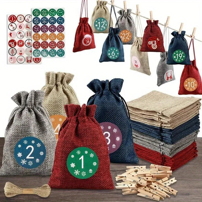 Advent Calendar Number Stickers 1-24 - Paper Seal Labels for Christmas DIY Gifts, Baking, Envelopes & Party Favors