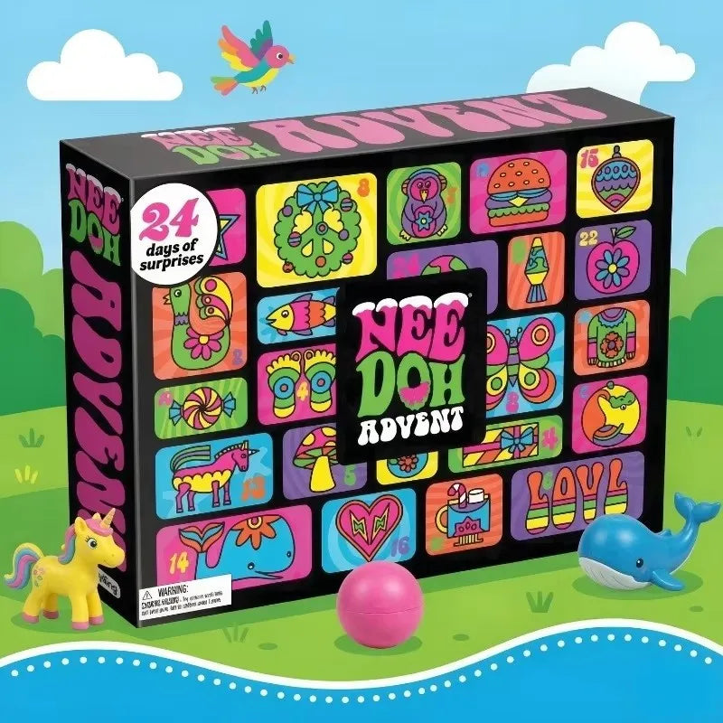3D PVC Fidget Advent Calendar 24-Day Christmas Countdown Surprise Stress Relief Toys for Teens & Adults