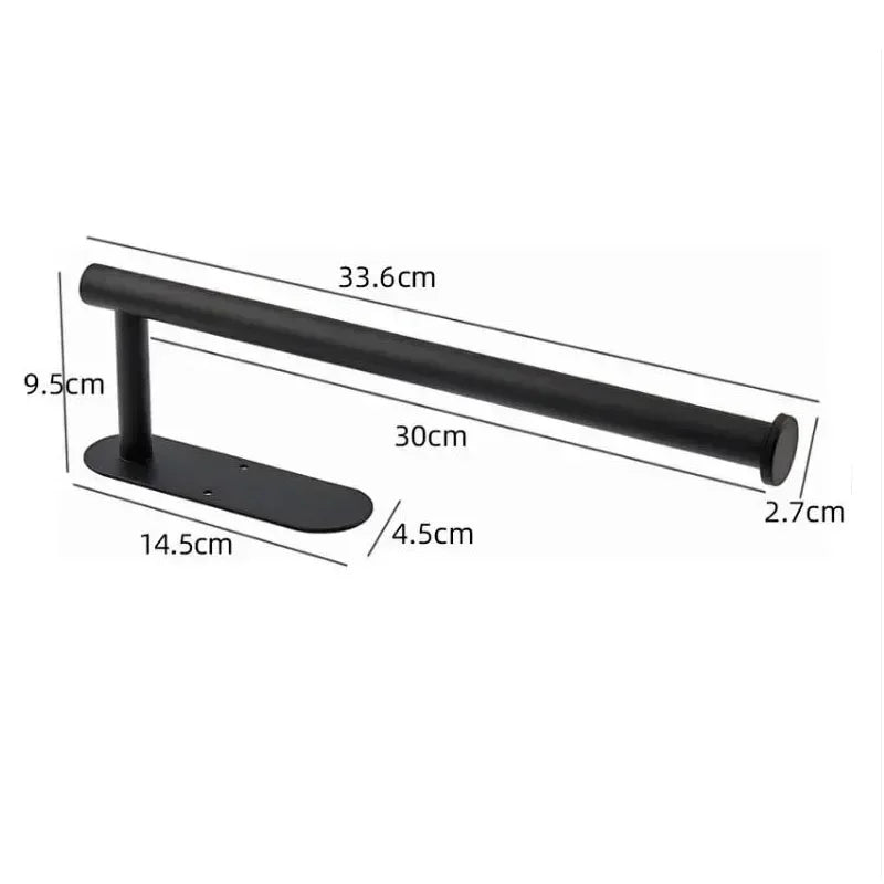 Self-Adhesive Stainless Steel Toilet Paper Holder Matte Black – No-Drill Wall Mount