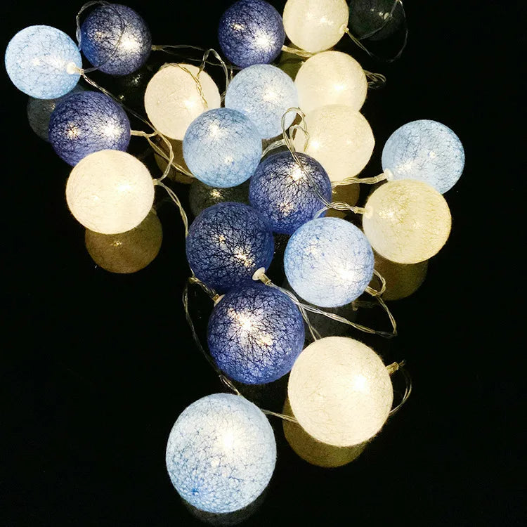 10/20 LED Cotton Ball String Lights - Fairy Garland for Wedding, Party, Garden & Patio (Indoor/Outdoor)