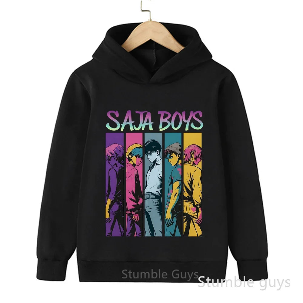 Kids Anime Demon Hunters Hoodie - K-Pop Style Warm Casual Sweatshirt for Boys & Girls
