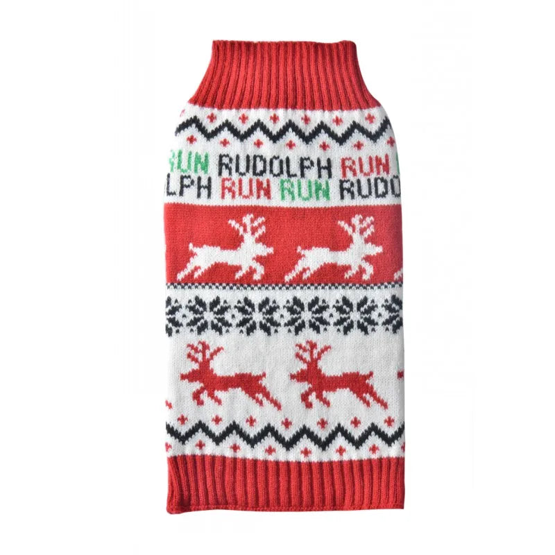 Christmas Knitted Dog Sweater – Winter Striped Cartoon Pet Coat, Sizes XXS–XXL (8.66–24.02 in / 22–61 cm Back)