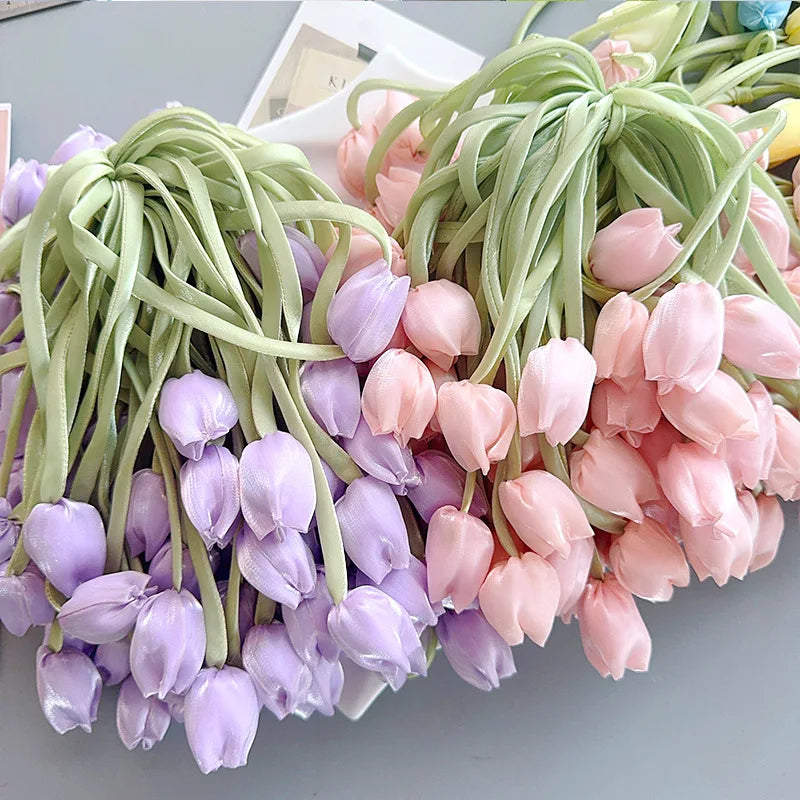 20-Pack Artificial Tulip Flower Hair Clips – DIY Hair Accessories & Headband Embellishments