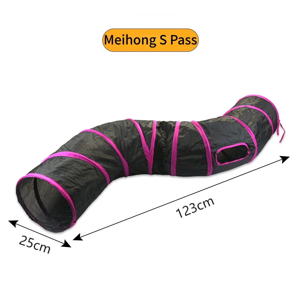 Foldable S-Shaped Cat Tunnel – Collapsible Play Tunnel for Cats, Rabbits & Small Pets, Interactive Crinkle Toy for Indoor Play