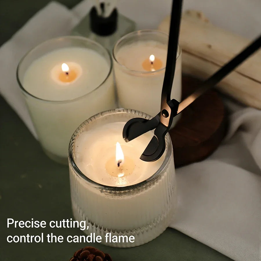 Black Stainless Steel Candle Wick Trimmer Scissors — 7.1 in (18 cm) Candle Cutter for Home Decor