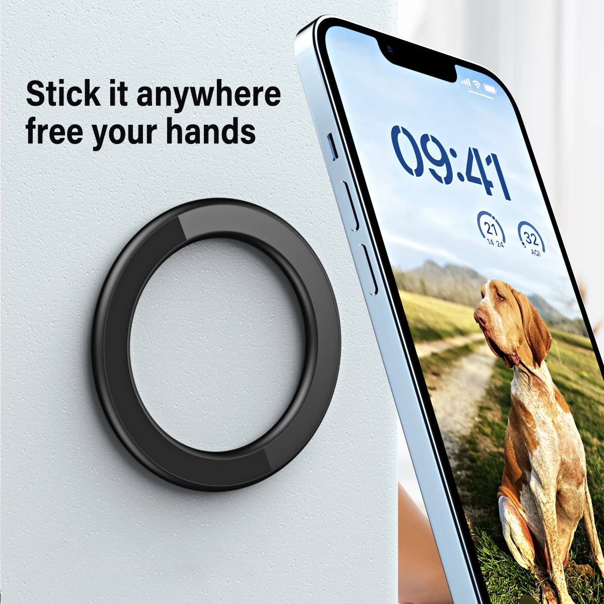 MagSafe Magnetic Phone Ring Stand – 2-in-1 Wall & Car Mount for Phones & Tablets