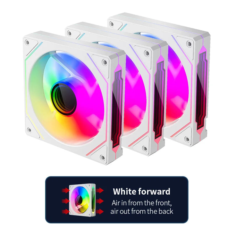 Infinite Mirror ARGB 120mm (4.72 in) PWM PC Case Fan — 5V 3-Pin ARGB & 12V 4-Pin PWM, 800–2000 RPM, Hydro Bearing
