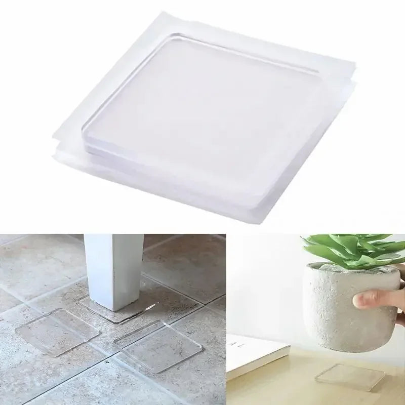 Anti-Vibration Non-Slip Silicone Pads for Washing Machine - 4-Pack Transparent 1.6 x 1.6 in (4 x 4 cm) Multi-Purpose Home & Bathroom Mats